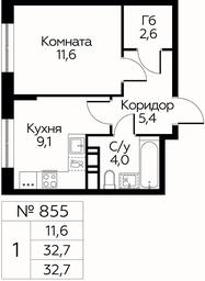 Apartment Sale, 32.7平方米 at Tsvetochnye Poliany, kvartal № 23, Filimonkovskoye Municipal Formation, Moscow, Russia #2 Apartment Sale, 32.7平方米 at Tsvetochnye Poliany, kvartal № 23, Filimonkovskoye Municipal Formation, Moscow, Russia #2