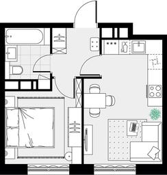 Apartment Sale, 32.6平方米 at Tsvetochnye Poliany, kvartal № 23, Filimonkovskoye Municipal Formation, Moscow, Russia #3