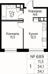 Apartment Sale, 34.1平方米 at Tsvetochnye Poliany, kvartal № 23, Filimonkovskoye Municipal Formation, Moscow, Russia #3 Apartment Sale, 34.1平方米 at Tsvetochnye Poliany, kvartal № 23, Filimonkovskoye Municipal Formation, Moscow, Russia #3
