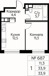 Продажа квартиры, 33,9 м² в ЖК «Цветочные Поляны», квартал № 23, поселение Филимонковское, Москва, Россия #2