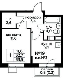Apartment Sale, 33.5 sq. m. at Tsvetochnye Poliany, kvartal № 23, Filimonkovskoye Municipal Formation, Moscow, Russia #2