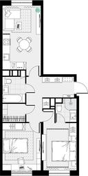 1-BD Apartment Sale, 59.1 sq. m. at Tsvetochnye Poliany, kvartal № 23, Filimonkovskoye Municipal Formation, Moscow, Russia #4