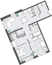 2-BD Apartment Sale, 68.41 sq. m. at Kvartal Rumyantsevo, ulitsa Admirala Kornilova, с1, Mosrentgen Settlement, Moscow, Russia #4
