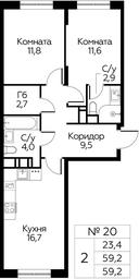 1-BD Apartment Sale, 59.2平方米 at Tsvetochnye Poliany, kvartal № 23, Filimonkovskoye Municipal Formation, Moscow, Russia #2 1-BD Apartment Sale, 59.2平方米 at Tsvetochnye Poliany, kvartal № 23, Filimonkovskoye Municipal Formation, Moscow, Russia #2