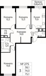 2-BD Apartment Sale, 75.1平方米 at Tsvetochnye Poliany, kvartal № 23, Filimonkovskoye Municipal Formation, Moscow, Russia #2 2-BD Apartment Sale, 75.1平方米 at Tsvetochnye Poliany, kvartal № 23, Filimonkovskoye Municipal Formation, Moscow, Russia #2