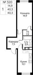 Продажа квартиры, 40,3 м² в ЖК «Цветочные Поляны», квартал № 23, поселение Филимонковское, Москва, Россия #3