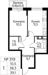 Продажа квартиры, 39,1 м² в ЖК «Цветочные Поляны», квартал № 23, поселение Филимонковское, Москва, Россия #3
