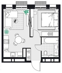 1-BD Apartment Sale, 35.3平方米 at Kvartal na Vode, Shosseynaya Street, 90с42, Moscow, Russia #3 1-BD Apartment Sale, 35.3平方米 at Kvartal na Vode, Shosseynaya Street, 90с42, Moscow, Russia #3