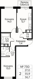 Продажа 1-комн. квартиры, 56,7 м² в ЖК «Цветочные Поляны», квартал № 23, поселение Филимонковское, Москва, Россия #3 Продажа 1-комн. квартиры, 56,7 м² в ЖК «Цветочные Поляны», квартал № 23, поселение Филимонковское, Москва, Россия #3