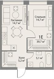 1-BD Apartment Sale, 39.7平方米 at Stories, zhiloy kompleks Storis na Mosfilmovskoy, kvartal Kinematograficheskiy, Moscow, Russia #2