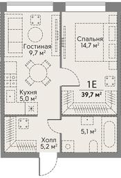 1-BD Apartment Sale, 39.7平方米 at Stories, zhiloy kompleks Storis na Mosfilmovskoy, kvartal Kinematograficheskiy, Moscow, Russia #3