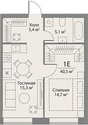1-BD Apartment Sale, 40.5 sq. m. at Stories, zhiloy kompleks Storis na Mosfilmovskoy, kvartal Kinematograficheskiy, Moscow, Russia #2