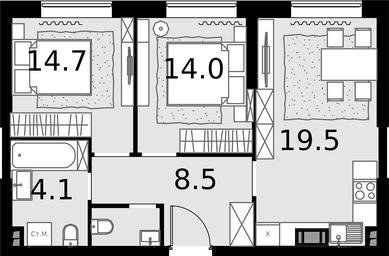 2-BD Apartment Sale, 62.3平方米 at Malevich, Otradnaya Street, 8, Moscow, Russia #2 2-BD Apartment Sale, 62.3平方米 at Malevich, Otradnaya Street, 8, Moscow, Russia #2