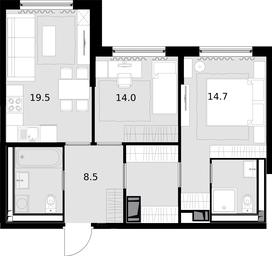 2-BD Apartment Sale, 62.3平方米 at Malevich, Otradnaya Street, 8, Moscow, Russia #4