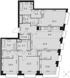 5-BD Apartment Sale, 113.7 sq. m. at Sydney City, Shenogina Street, 2, Moscow, Russia #4