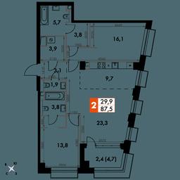 4-BD Apartment Sale, 90.8 sq. m. at Sydney City, Shenogina Street, 2, Moscow, Russia #2