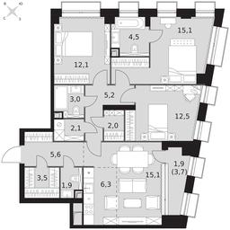 4-BD Apartment Sale, 90.8 sq. m. at Sydney City, Shenogina Street, 2, Moscow, Russia #3