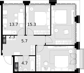2-BD Apartment Sale, 95.6 sq. m. at Wellton Gold, Narodnogo Opolcheniya Street, 7к3, Moscow, Russia #3