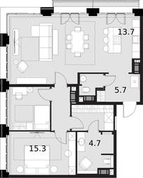 2-BD Apartment Sale, 95.6 sq. m. at Wellton Gold, Narodnogo Opolcheniya Street, 7к3, Moscow, Russia #4
