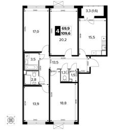 4-BD Apartment Sale, 109.9平方米 at Pervyi Leningradskiy, Pervy Leningradskiy Residential Complex, Moscow, Russia #2 4-BD Apartment Sale, 109.9平方米 at Pervyi Leningradskiy, Pervy Leningradskiy Residential Complex, Moscow, Russia #2