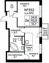Продажа 1-комн. квартиры, 51,7 м² в ЖК «Цветочные Поляны», квартал № 23, поселение Филимонковское, Москва, Россия #2 Продажа 1-комн. квартиры, 51,7 м² в ЖК «Цветочные Поляны», квартал № 23, поселение Филимонковское, Москва, Россия #2