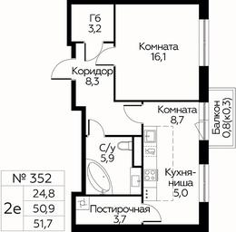 Продажа 1-комн. квартиры, 51,7 м² в ЖК «Цветочные Поляны», квартал № 23, поселение Филимонковское, Москва, Россия #3 Продажа 1-комн. квартиры, 51,7 м² в ЖК «Цветочные Поляны», квартал № 23, поселение Филимонковское, Москва, Россия #3