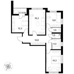 3-BD Apartment Sale, 78.3 sq. m. at Yzhnaya Bitsa, Yuzhnaya Bitsa Residential Complex, posyolok Bittsa, Leninskiy City District, Moscow Region, Russia #3