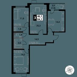 3-BD Apartment Sale, 84.1 sq. m. at Pervy Yuzhny, zhiloy kompleks Pervy Yuzhny, Leninskiy City District, Moscow Region, Russia #3 3-BD Apartment Sale, 84.1 sq. m. at Pervy Yuzhny, zhiloy kompleks Pervy Yuzhny, Leninskiy City District, Moscow Region, Russia #3