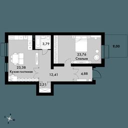 2-BD Apartment Sale, 72.5平方米 at Zhavoronki Club, zhiloy kompleks Akkord Smart-kvartal, Mitkino Village, Odintsovskiy City District, Moscow Region, Russia #3