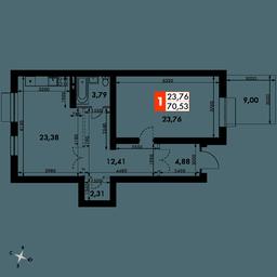 2-BD Apartment Sale, 72.5平方米 at Zhavoronki Club, zhiloy kompleks Akkord Smart-kvartal, Mitkino Village, Odintsovskiy City District, Moscow Region, Russia #4