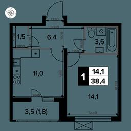 1-BD Apartment Sale, 38.1 sq. m. at Yzhnaya Bitsa, Yuzhnaya Bitsa Residential Complex, posyolok Bittsa, Leninskiy City District, Moscow Region, Russia #2