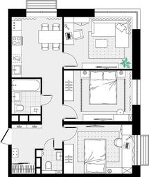 2-BD Apartment Sale, 61.99 sq. m. at Tsvetochnye Polyany City, kvartal № 165, Filimonkovskoye Municipal Formation, Moscow, Russia #3