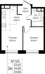 1-BD Apartment Sale, 34.86 sq. m. at Tsvetochnye Polyany City, kvartal № 165, Filimonkovskoye Municipal Formation, Moscow, Russia #2