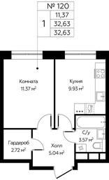 Apartment Sale, 32.63平方米 at Tsvetochnye Polyany City, kvartal № 165, Filimonkovskoye Municipal Formation, Moscow, Russia #2