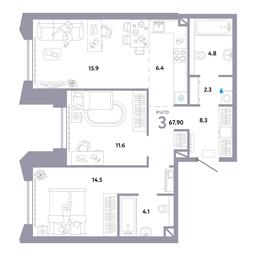 2-BD Apartment Sale, 67.9 sq. m. at Strana.Ozernaya, Ozyornaya Street, 42с7, Moscow, Russia #4