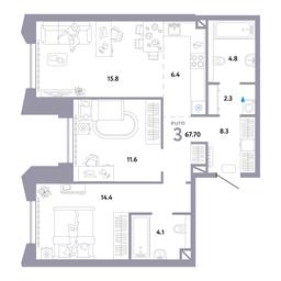 2-BD Apartment Sale, 67.9 sq. m. at Strana.Ozernaya, Ozyornaya Street, 42с7, Moscow, Russia #2