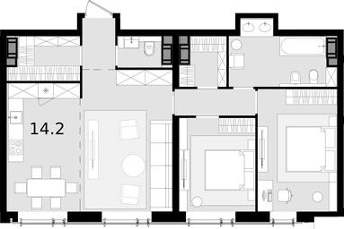 2-BD Apartment Sale, 87.1 sq. m. at Crystal, Generala Glagoleva Street, 16с1, Moscow, Russia #4
