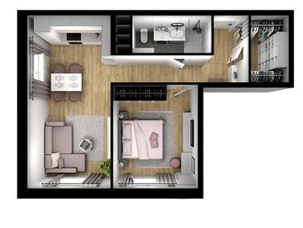1-BD Apartment Sale, 46.59 sq. m. at Kvartal Rumyantsevo, ulitsa Admirala Kornilova, с1, Mosrentgen Settlement, Moscow, Russia #4