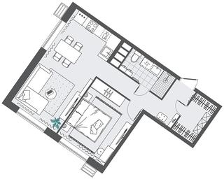 1-BD Apartment Sale, 46.59 sq. m. at Kvartal Rumyantsevo, ulitsa Admirala Kornilova, с1, Mosrentgen Settlement, Moscow, Russia #3