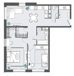 2-BD Apartment Sale, 68.41平方米 at Kvartal Rumyantsevo, ulitsa Admirala Kornilova, с1, Mosrentgen Settlement, Moscow, Russia #4