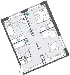 1-BD Apartment Sale, 47.92 sq. m. at Kvartal Rumyantsevo, ulitsa Admirala Kornilova, с1, Mosrentgen Settlement, Moscow, Russia #3
