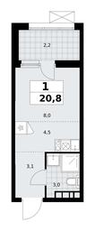 Apartment Sale, 20.8平方米 at Buninskie Kvartaly, Akademika Semyonova Street, 22, Moscow, Russia #3 Apartment Sale, 20.8平方米 at Buninskie Kvartaly, Akademika Semyonova Street, 22, Moscow, Russia #3