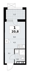 Apartment Sale, 20.8平方米 at Buninskie Kvartaly, Akademika Semyonova Street, 22, Moscow, Russia #4