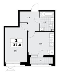 Apartment Sale, 37平方米 at Buninskie Kvartaly, Akademika Semyonova Street, 22, Moscow, Russia #4