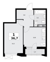 Apartment Sale, 36.7平方米 at Buninskie Kvartaly, Akademika Semyonova Street, 22, Moscow, Russia #4