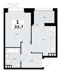 Apartment Sale, 33.7平方米 at Buninskie Kvartaly, Akademika Semyonova Street, 22, Moscow, Russia #4