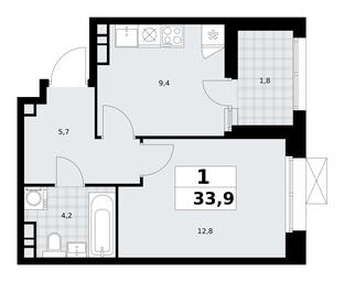 Apartment Sale, 33.9平方米 at Buninskie Kvartaly, Akademika Semyonova Street, 22, Moscow, Russia #3