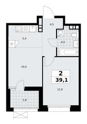 1-BD Apartment Sale, 39.1平方米 at Buninskie Kvartaly, Akademika Semyonova Street, 22, Moscow, Russia #4