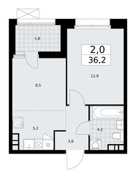 1-BD Apartment Sale, 36.2 sq. m. at Buninskie Kvartaly, Akademika Semyonova Street, 22, Moscow, Russia #2