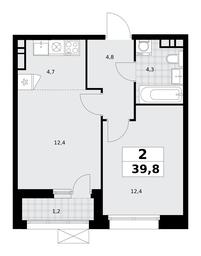 1-BD Apartment Sale, 39.8平方米 at Buninskie Kvartaly, Akademika Semyonova Street, 22, Moscow, Russia #4